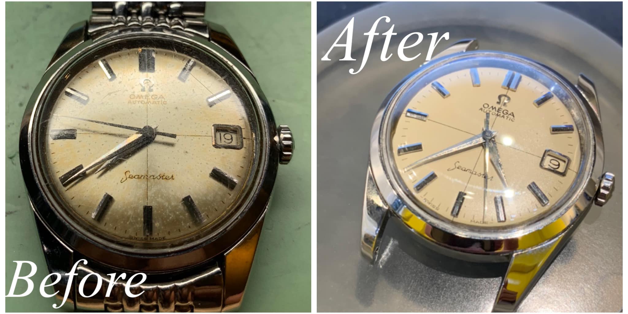 【はらじゅく時計宝石修理研究所のオメガの修理実績BEFORE・AFTER】