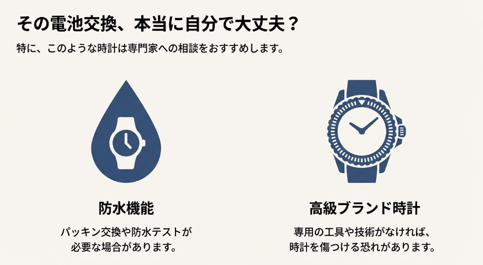 防水機能付きのダイバーズウォッチと、専用工具が必要な高級ブランド時計のアイコン