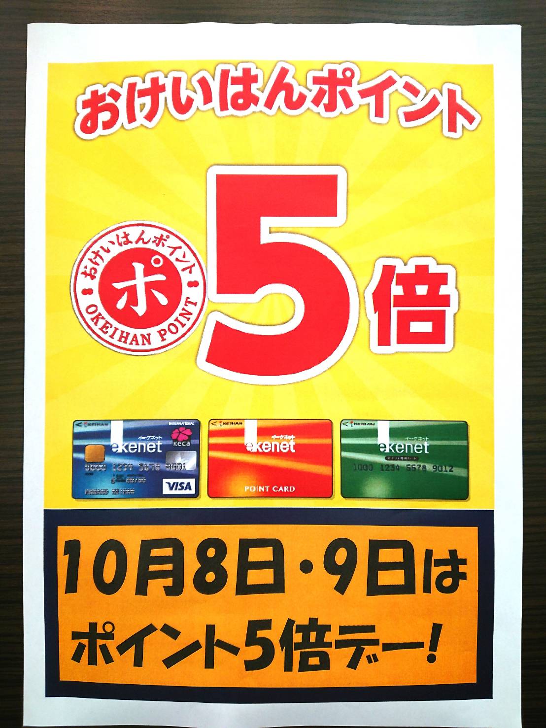 【10/8（木）～10/9（金）おけいはんポイント5倍！】